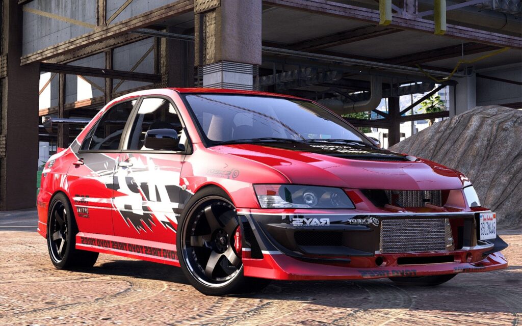 The Red Mitsubishi Lancer Evo VIII from Fast and Furious: Tokyo Drift driven by Sean in the movie.